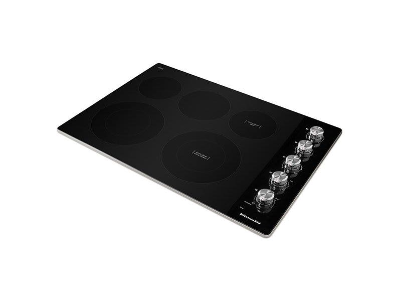 Cooktop eléctrico con perillas, 30" de ancho, acabado en acero. Kitchenaid KCES550HSS.