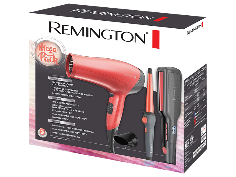 Combo de alisadora, onduladora y secadora de cabello, Remington, S5520-D3015MP-F